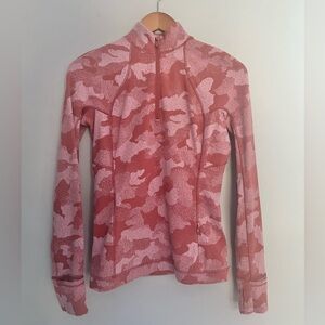 Lululemon It’s Rulu Run Half Zip Camo Jacquard Soft Cranberry Pink Taupe Size 6